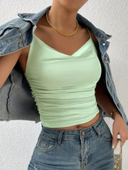 Sexy Solid Cami Top Slim Fit Spaghetti Strap Sleeveless Top