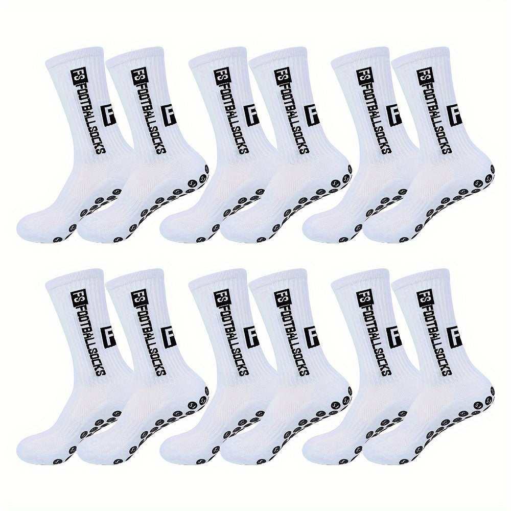 6 pairs Non slip Football Socks With Grip Pads Breathable