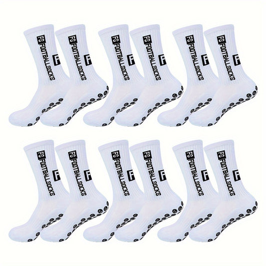 6 pairs Non slip Football Socks With Grip Pads Breathable