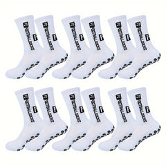 6 pairs Non slip Football Socks With Grip Pads Breathable