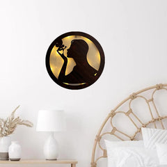 Children's Room LED Wall Clock Retro Wooden Sign Wall Sticker Hanging Lamp