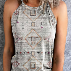 Geo Pattern Halter Vest Sleeveless Casual Top for Women