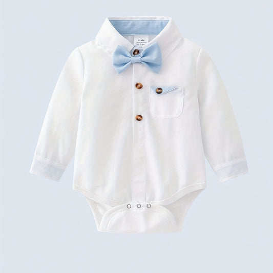 Baby Boys Triangle Shirt Romper Gentleman Jumpsuit