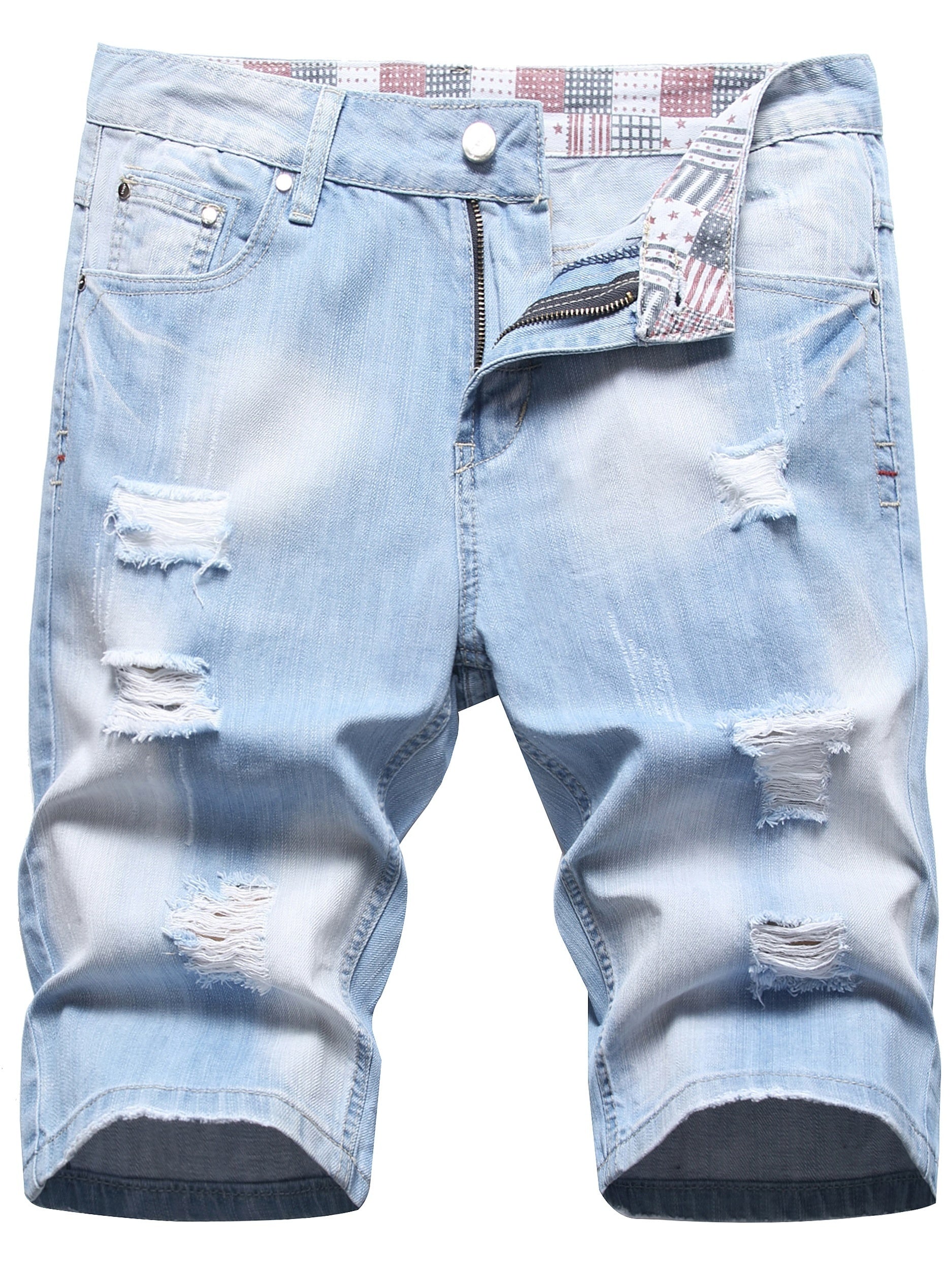 Men's Distressed Denim Shorts Casual Street Style Summer Wear