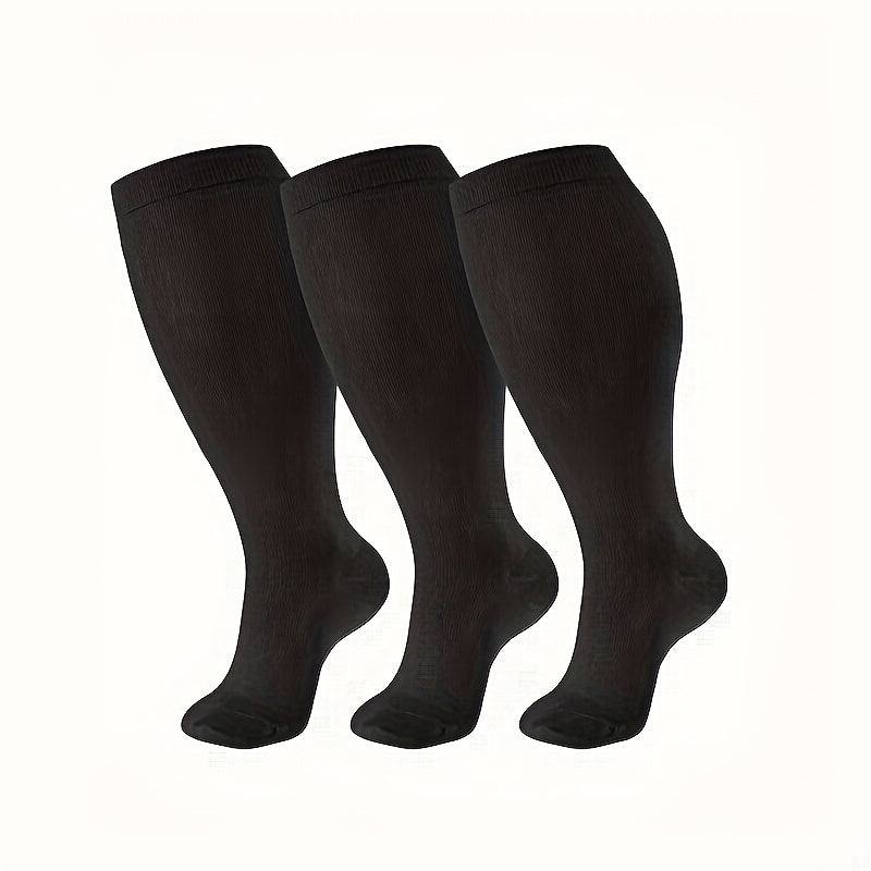 3 Pairs Plus Size Compression Socks Wide Calf for Women & Men