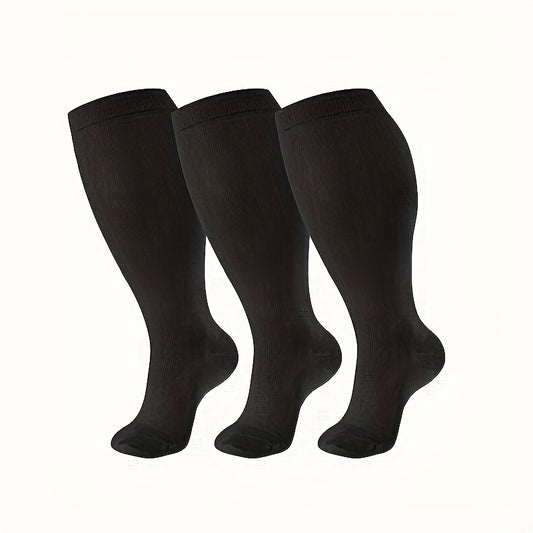3 Pairs Plus Size Compression Socks Wide Calf for Women & Men