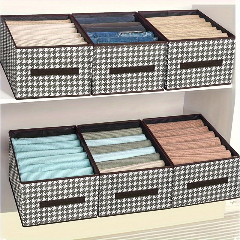 2pcs Collapsible Plaid Underwear Storage Box Large Capacity