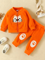 Lion Embroidered Sweatshirt & Trousers Set for Kids