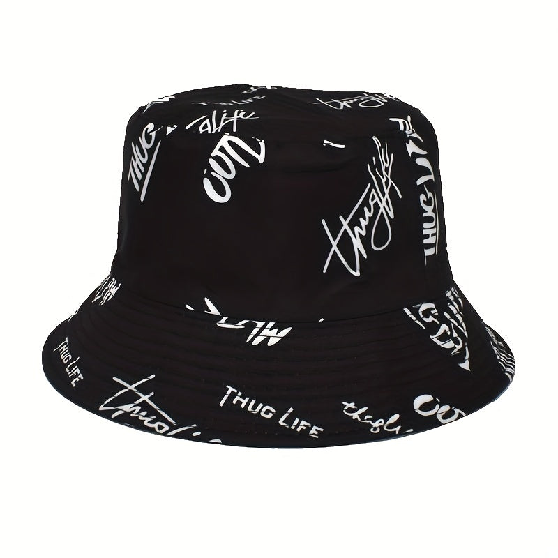 Graffiti Print Bucket Hat Unisex Hip Hop Sunscreen Basin Hat