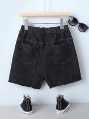 Girls Dragon Print Denim Shorts Kids Summer Clothes