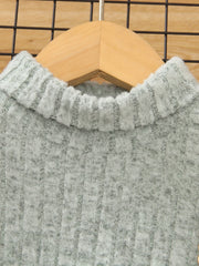 Toddler Girl Knitted Turtleneck Belted Sweater Dress