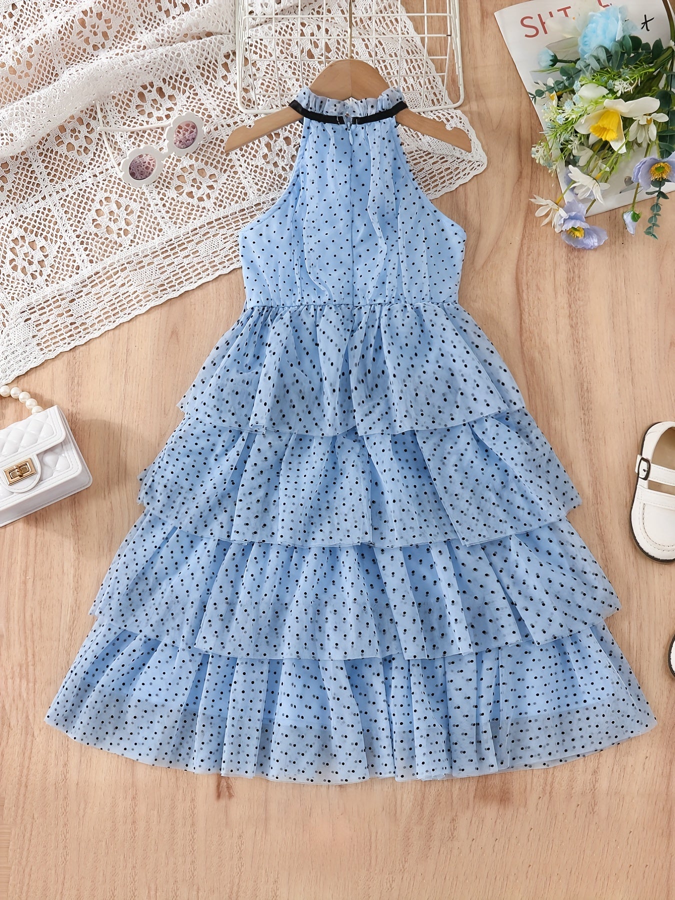 Grace Girls Polka Dots Halter Dress For Party