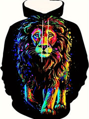 Lion 3D Print Hoodie Graphic Hooded Pullover Men's Clothing