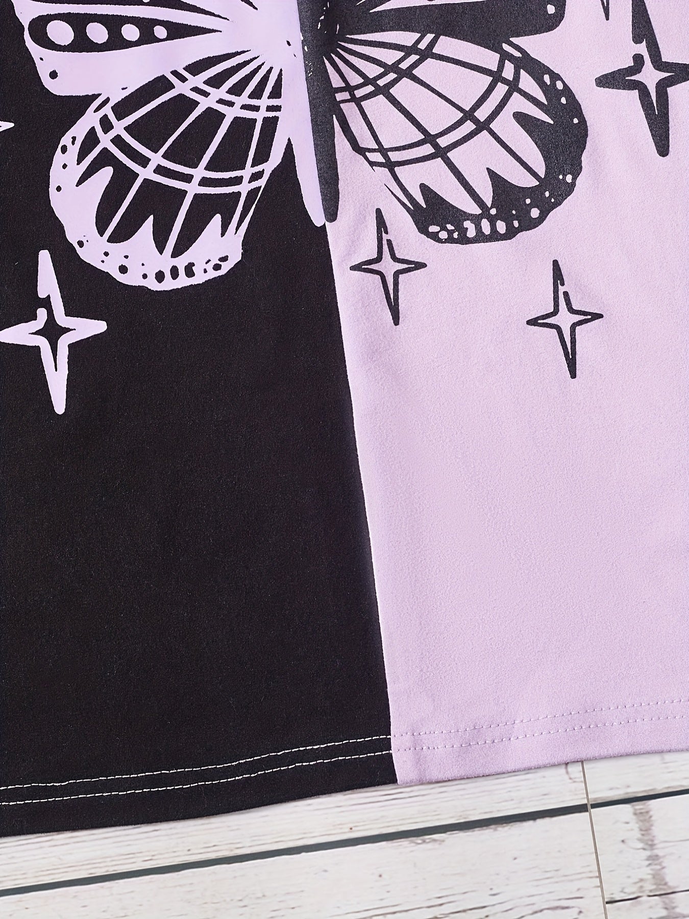 Girl's Butterfly Graphic Tee Top & Shorts Set