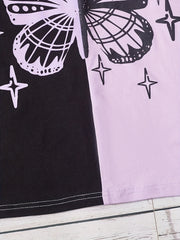 Girl's Butterfly Graphic Tee Top & Shorts Set