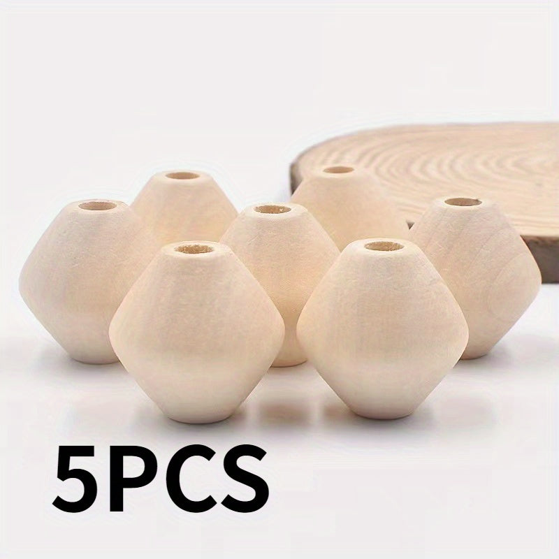 5pcs Large Hole Rhombus Wooden Beads Tassel Bag Accessories