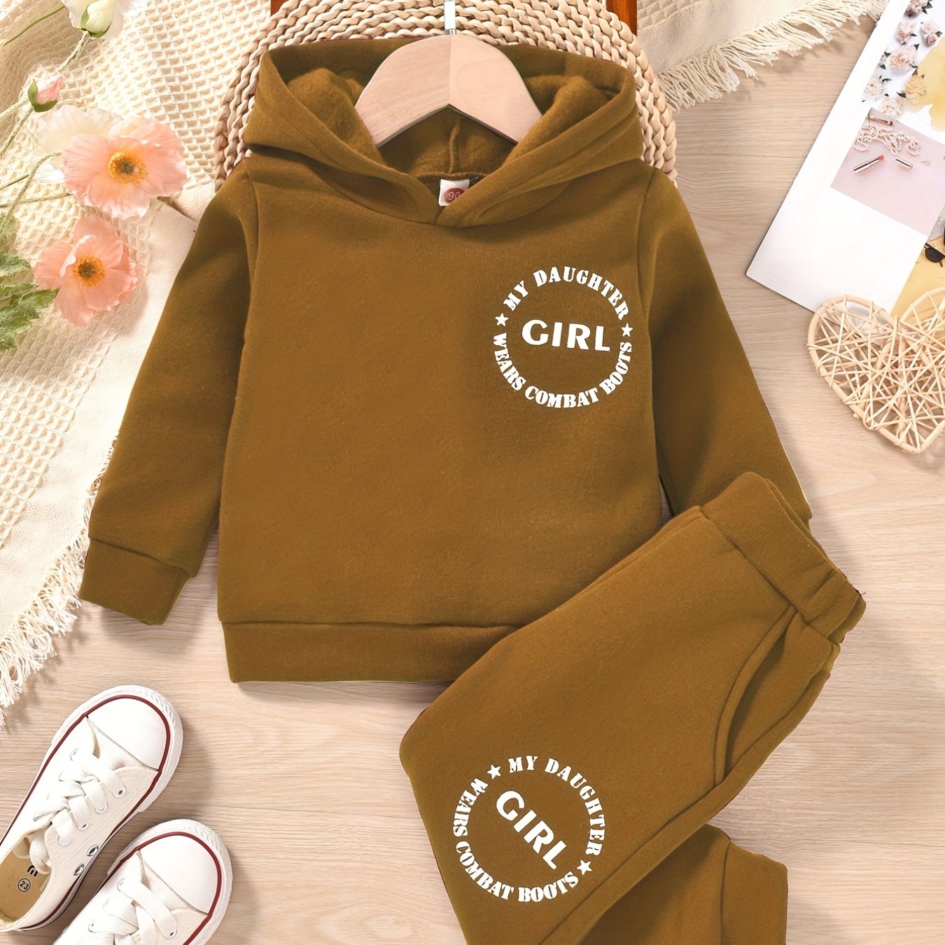 Girls Combat Boots Sweatsuit Hoodie & Sweatpants Set