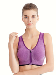 Front Zip Sports Bra High Stretch Yoga Fitness Women's Activewear