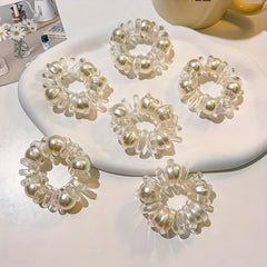 3pcs Pearl Crystal Hairband Transparent Hair Rope Headwear