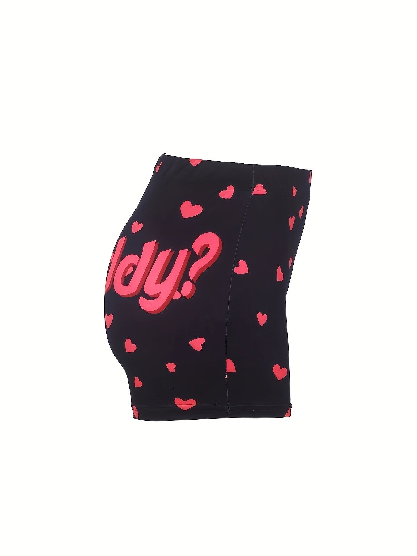 Casual Shorts Women's Plus Heart Letter Print Elastic High Rise