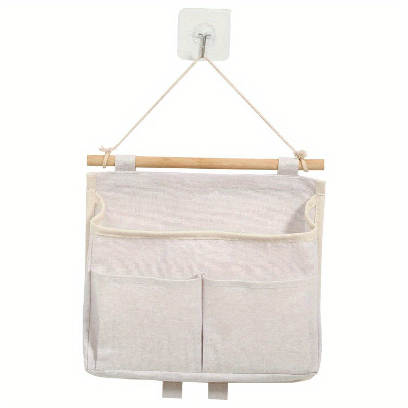 1PC Wall Mounted Ramie Cotton Hanging Bag for Home Storage