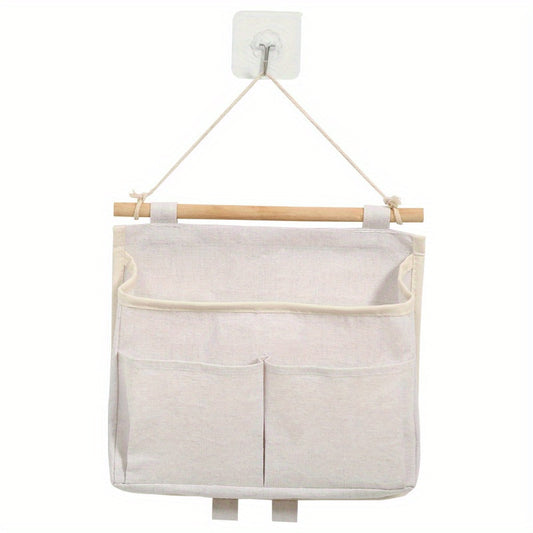1PC Wall Mounted Ramie Cotton Hanging Bag for Home Storage