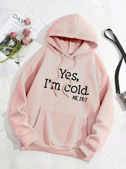Cold Letter Graphic Hoodies Long Sleeve Pullover Tee Shirt Women's Clothing