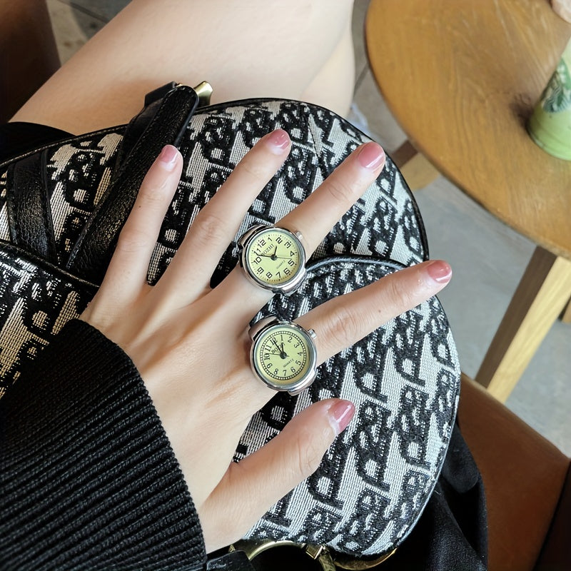 Punk Watch Ring Couple Finger Watch Mini Clock Retro Creative