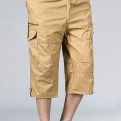 Men's Loose Fit Cotton Cropped Pants with Pockets for Summer