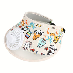 Cartoon Animal Fan Visor Hat PVC Sunshade UV Protection Sun Hat