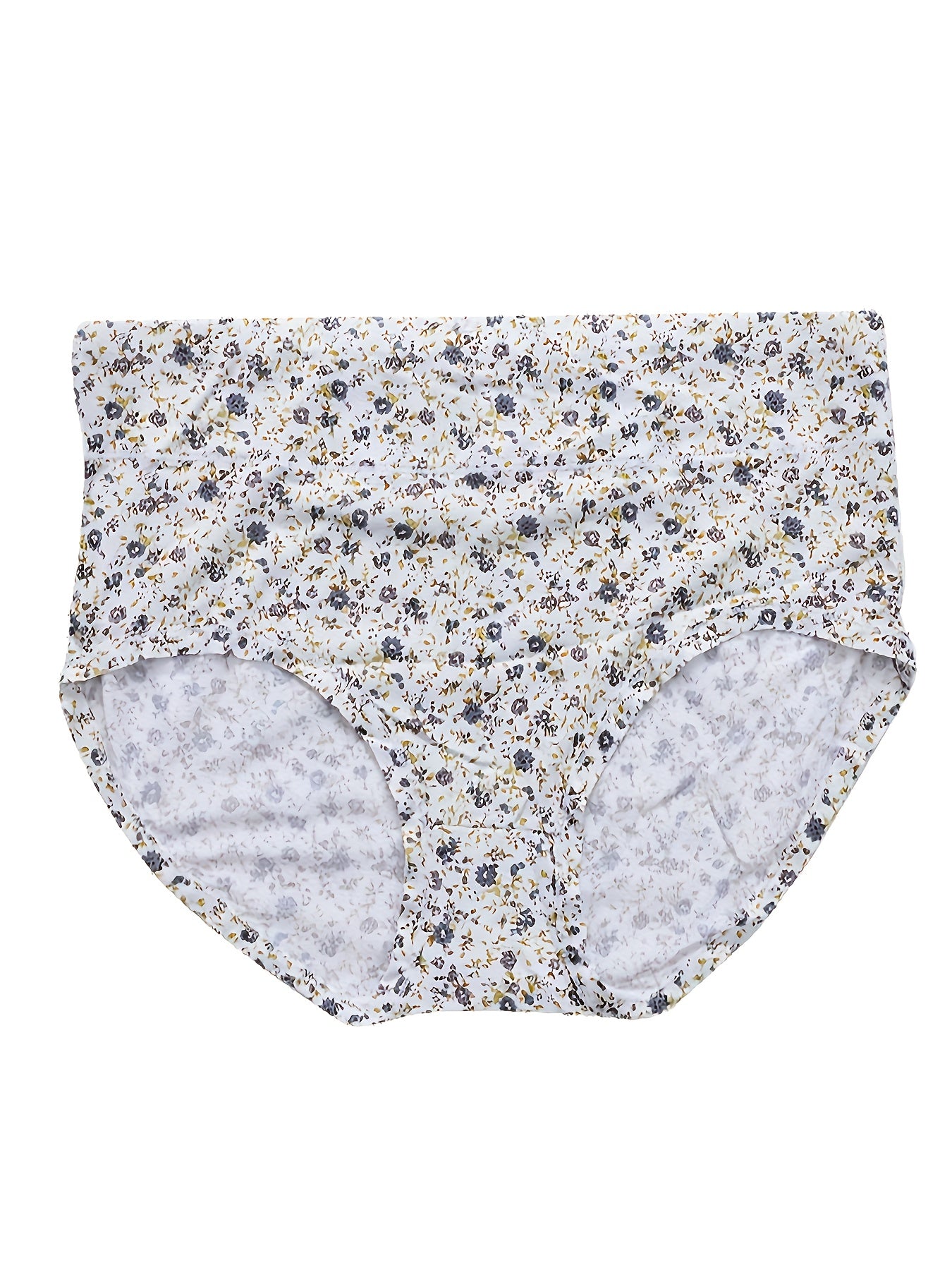 4 Pack Plus Size Panties Set Women's Plus Ditsy Floral Print High Waist