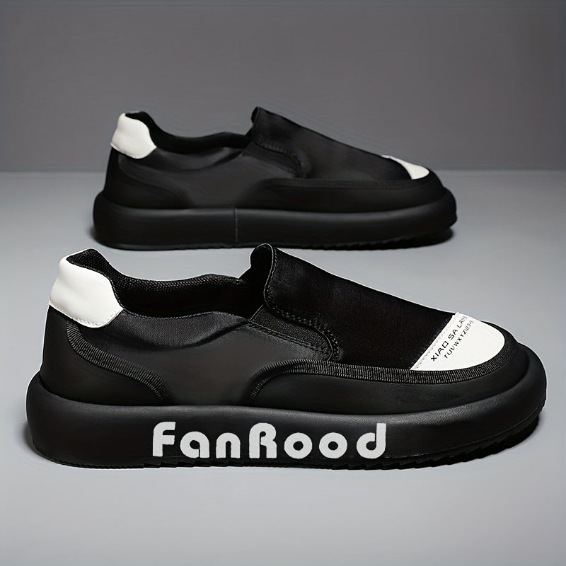 Men's Letters Print Slip On Skate Shoes Casual Walking Shoes