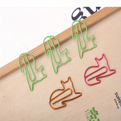 5pcs Colored Cat Paper Clip Animal Shaped Creative Curved Needle