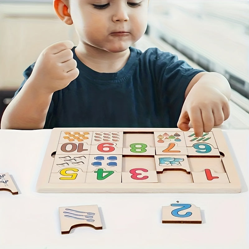 Wooden Number Matching Puzzle Game for Early Math Skills