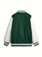 Unisex Kid's Varsity Jacket Zip Pockets for Boys & Girls