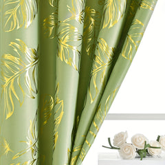 Bronzing Feather Pattern Green Curtain Modern Classic European Style