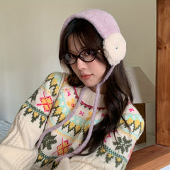 Blocked Plush Ear Muffs Women'S Winter Warm Anti Cold Cycling Ear Covers