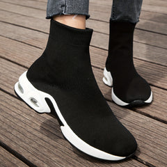 Breathable Knit Sneakers Lightweight Mid Top Slip On Shoes