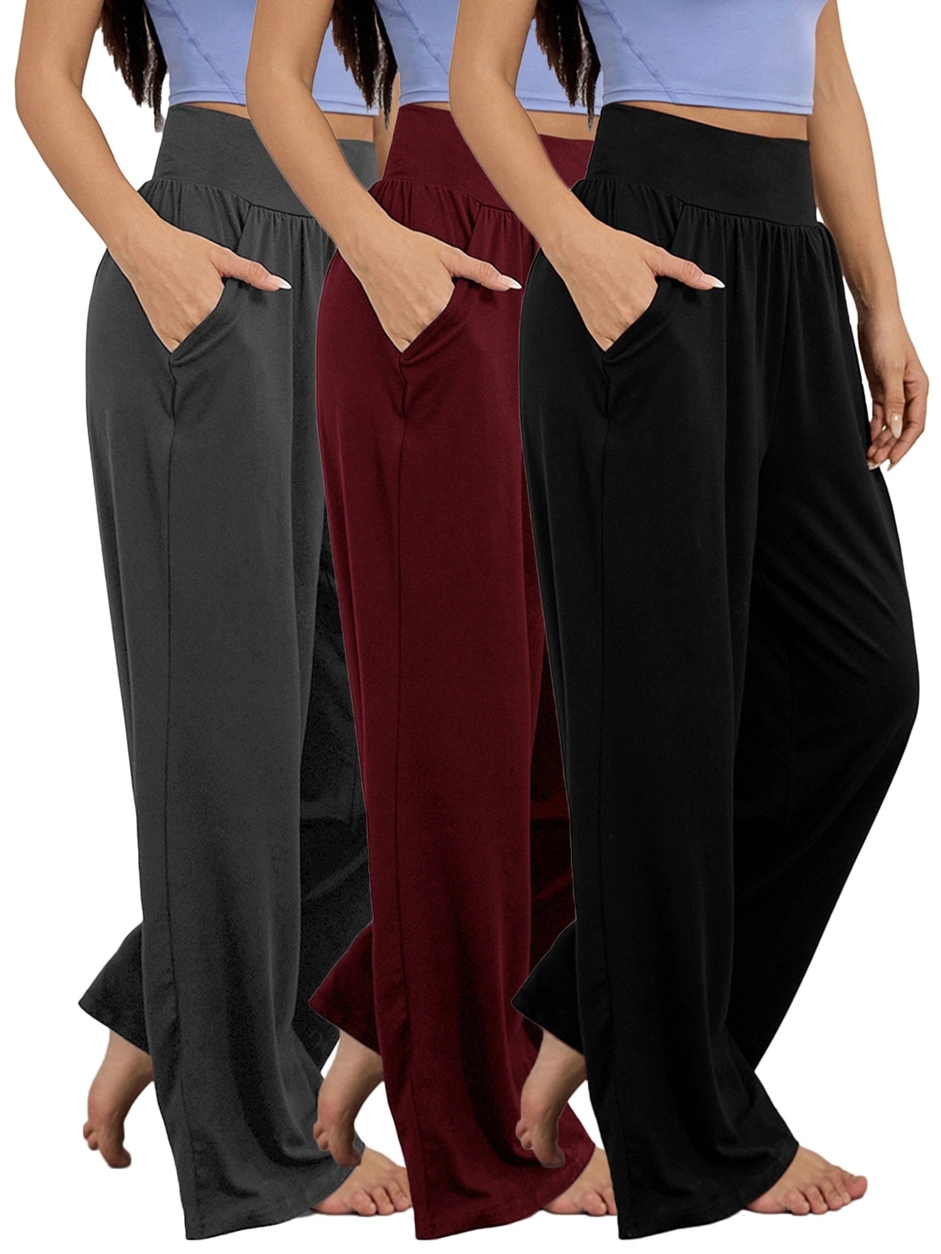 Solid Loose Wide Leg Sports Pants Women's Activewear