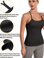 Tank Top w/Built-In Bra Racerback Running Sports Cami