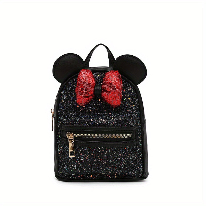 Kids Backpack Sequin Bow Backpack School Bag Ear Kindergarten Backpack