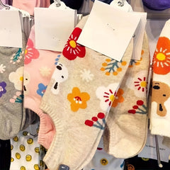 10 Pairs Girls Cartoon Rabbit Boat Socks, Breathable and Comfortable
