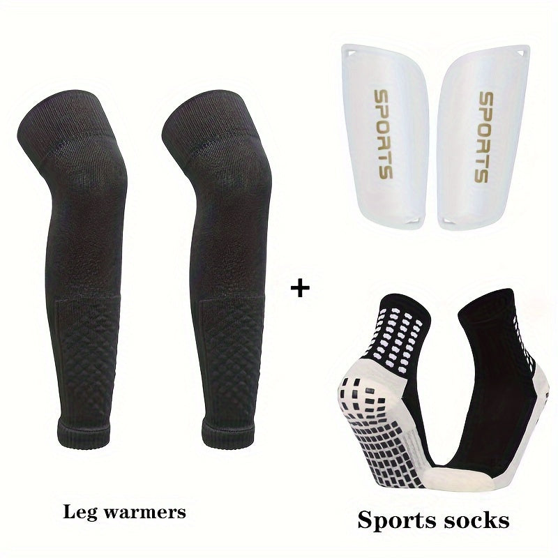 3 Sets Soccer Leg Covers & Non-Slip Sports Socks Protective Gear