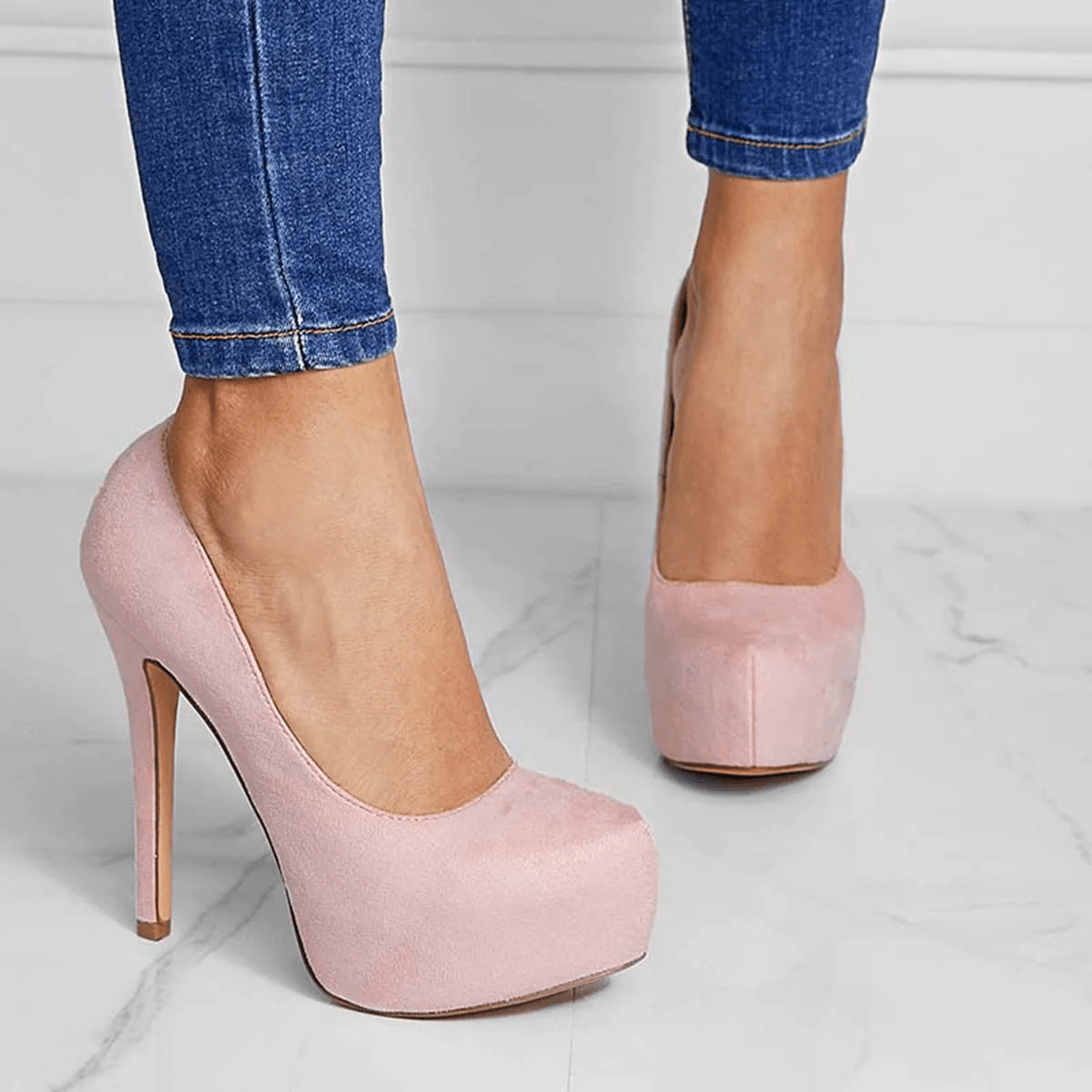 Women's High Heel Platform Slip On Pumps