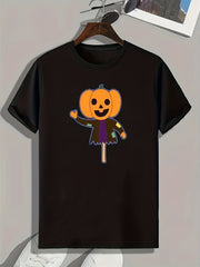 Halloween Pumpkin Print Men's Graphic T shirt Casual Comfy Tees