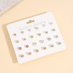 12 Pairs Sparkling Round Stud Earrings - Perfect Gift For Girls