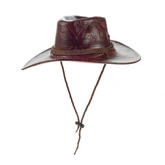 Men's Outdoor Western Print Leather Cowboy Hat