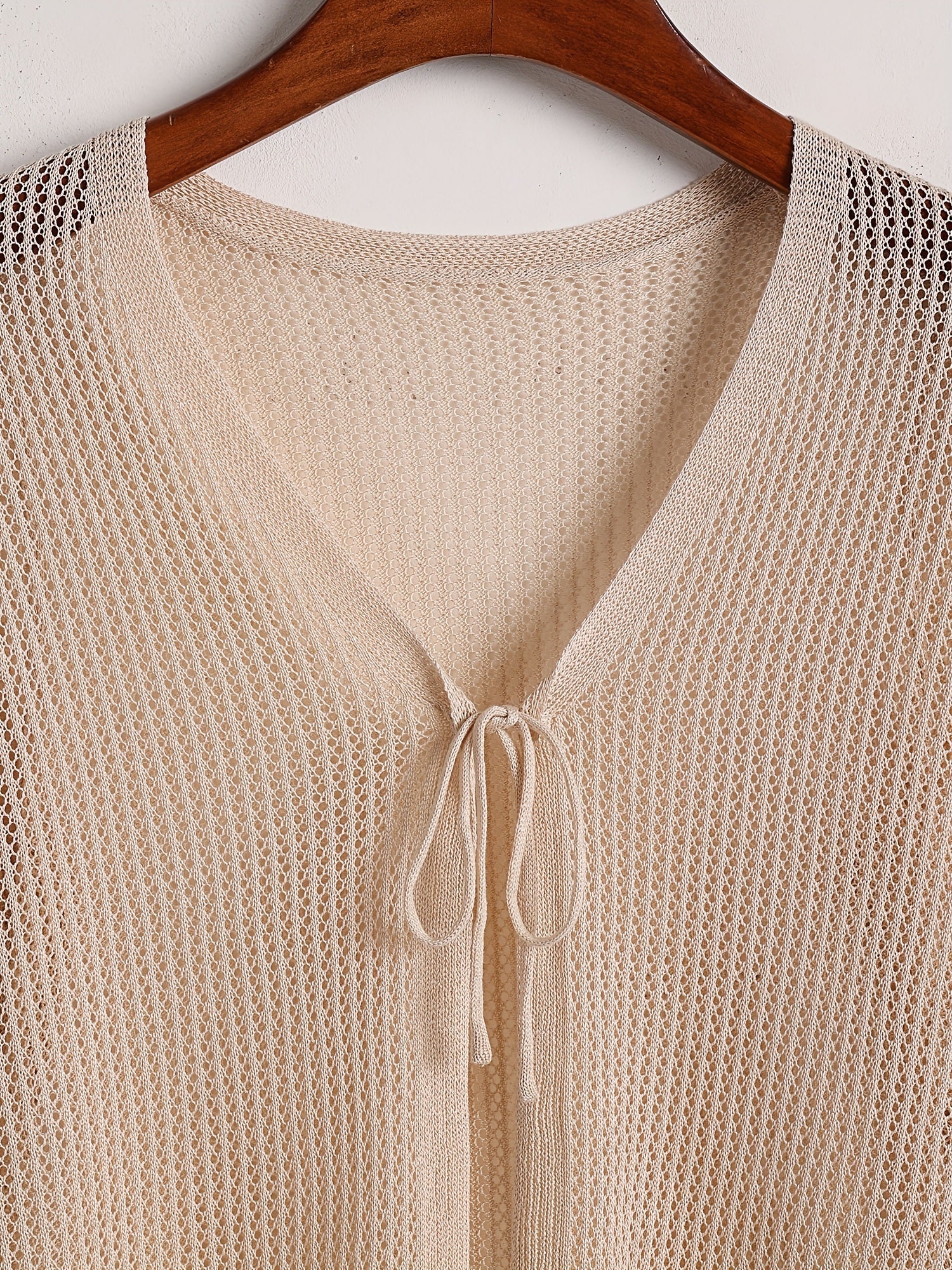 Long Sleeve Open Knit Cardigan Solid Casual Sweater