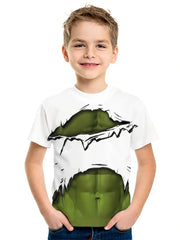 Boys' Green Muscle Graphic T Shirt - Ideal for Summer Outings