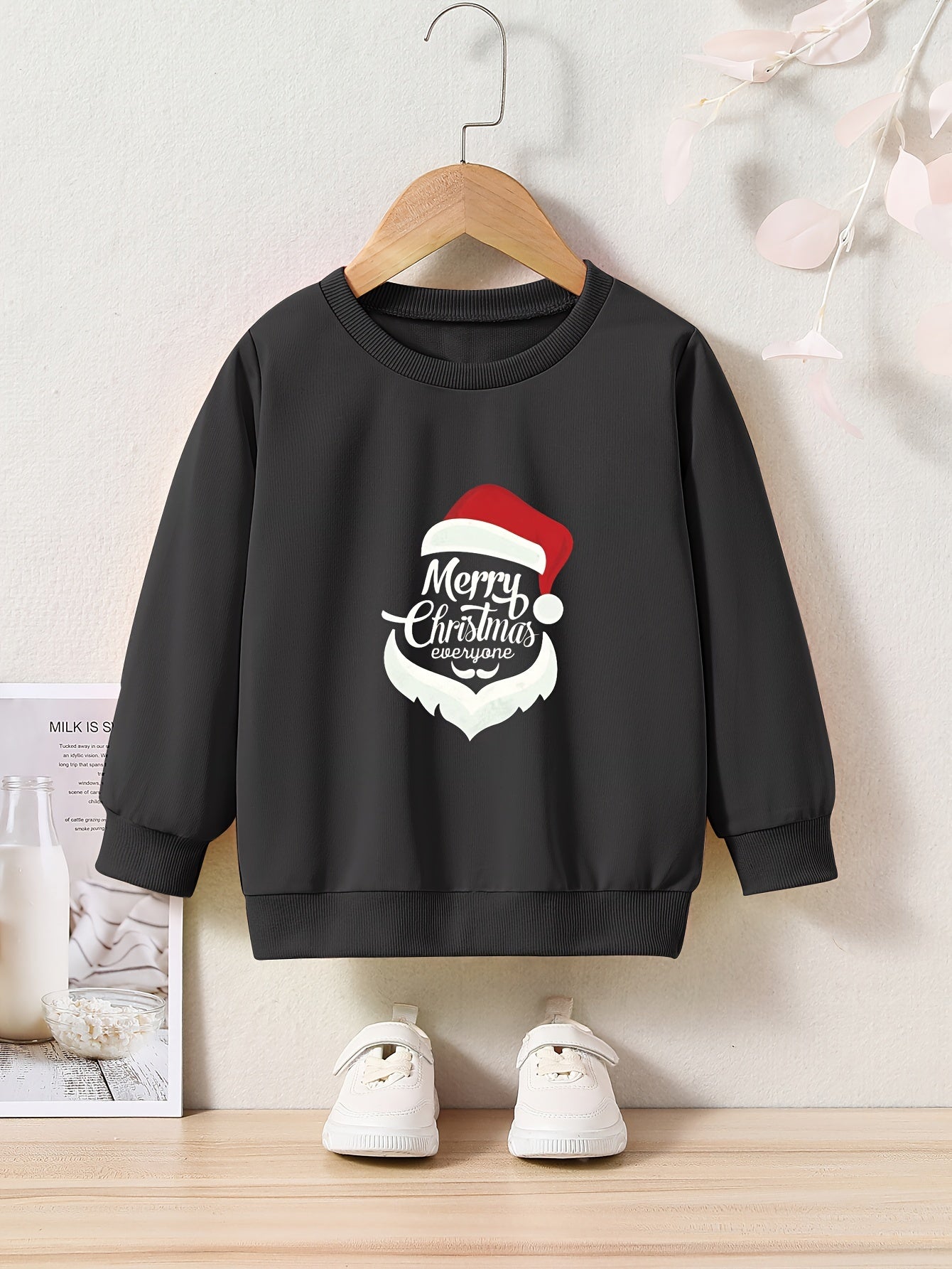 Christmas Santa Pattern Sweatshirt for Kids